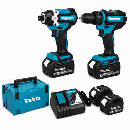 Makita Σετ Εργαλείων 18V 8 Τεμάχια Brushless – Παλμικό Κατσαβίδι, Δραπανοκατσάβιδο με 4 Μπαταρίες, Φορτιστή & Βαλίτσα