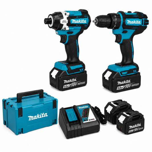 Makita Σετ Εργαλείων 18V 8 Τεμάχια Brushless – Παλμικό Κατσαβίδι, Δραπανοκατσάβιδο με 4 Μπαταρίες, Φορτιστή & Βαλίτσα