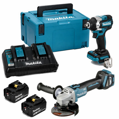 Makita Σετ Εργαλείων Μπαταρίας 36V Brushless – Γωνιακός Τροχός, Παλμικό Μπουλονόκλειδο & Παλμικό Κατσαβίδι με 2 Μπαταρίες 5.0Ah