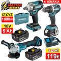 Makita Σετ Εργαλείων Μπαταρίας 18V 3 Τεμάχια Brushless – Δραπανοκατσάβιδο, Παλμικό Κατσαβίδι & Γωνιακός Τροχός με 2 Μπαταρίες