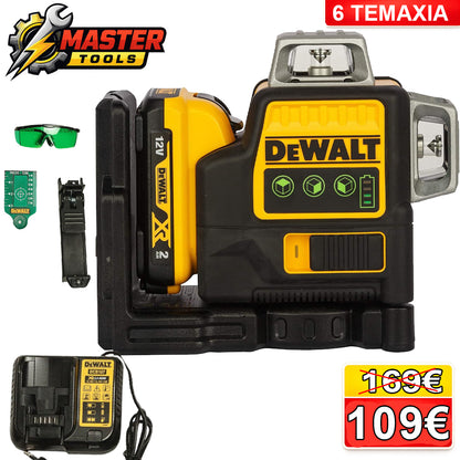 DEWALT DW089LG 12V MAX 3x360° Green Beam Line Laser – Self-Leveling Cross Line Laser με Μπαταρία XR 2.0Ah