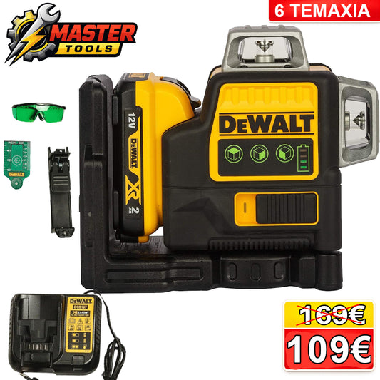 DEWALT DW089LG 12V MAX 3x360° Green Beam Line Laser – Self-Leveling Cross Line Laser με Μπαταρία XR 2.0Ah